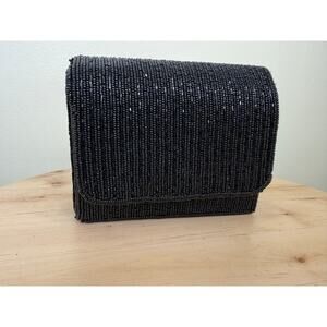 Vintage Mes Ami Black Beaded Evening Bag Clutch Crossbody 1980s 1990s